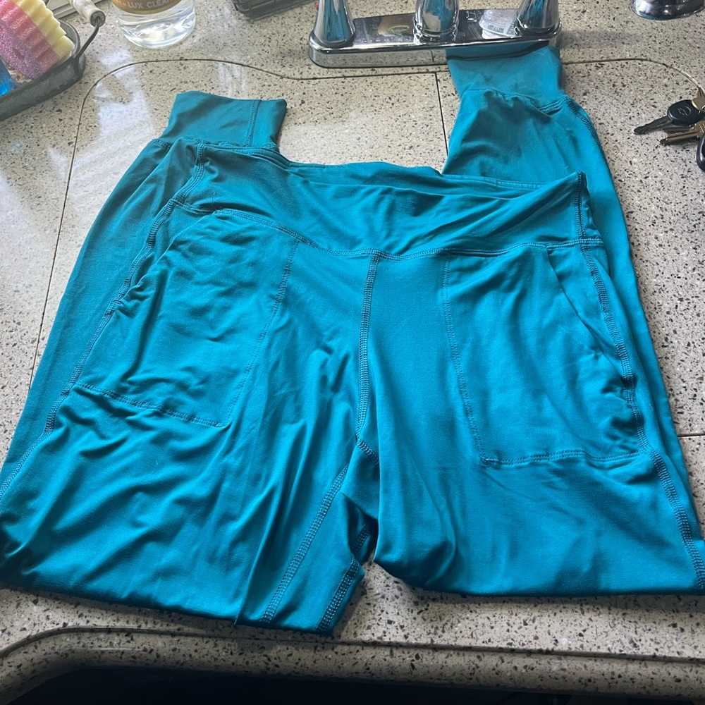 Teal jogger stretchy pants